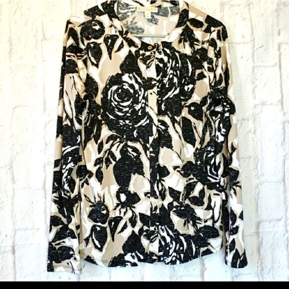 DANA BUCHMAN Floral Button-down Blouse Small - Picture 1 of 7